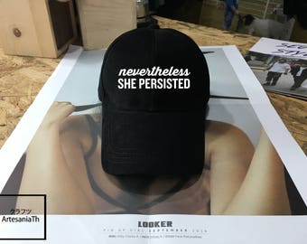 Feminist "Nevertheless She Persisted" Hat Black Pink White - Baseball Cap, Tumblr hat , Dad Hat, Low-Profile Baseball Cap Hat