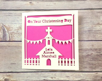 Personalised Christening Card, Baptism Card, Communion Card, Boy Christening, Girl Christening, Handmade Card, Personalised Christening Gift