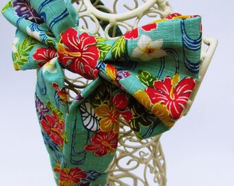 Ladies Bow Tie - Statement Fabric Necklace - Colourful Necktie - Mother and Daughter Matching Accessories - Choker Bowtie - Japanese Fabric