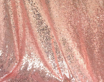 Rose Gold Sequin Fabric, Glitters Sequins Fabric for Dress, Rose Gold Full Sequin on Mesh Fabric, Rose Gold Sequins Fabric by the Yard