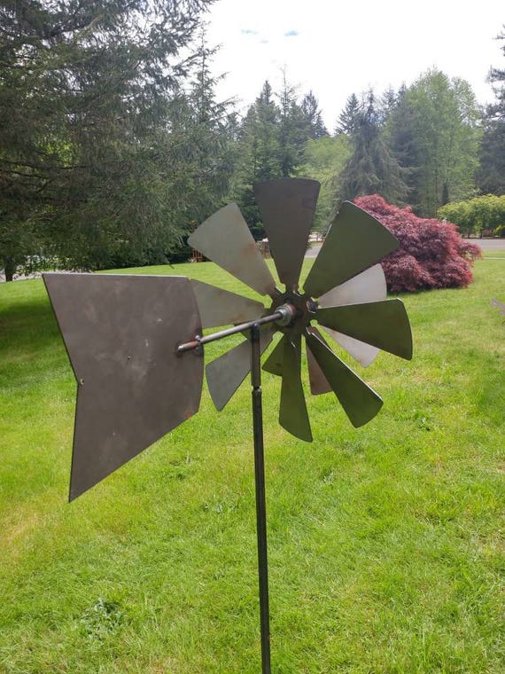 Double Wind Spinner Metal Kinetic Spinning Windmill USA