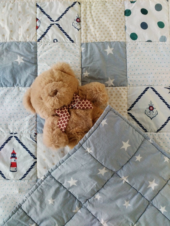 Baby quilt blanket Baby boy blanket Cotton by TheLightCorner