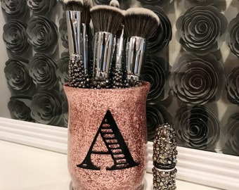 Makeup Artist Gift, Gift for Bridesmaid, Makeup Brush Holder, Gift for Makeup Lover, Pretty Vanity Organization, Girly Decoration, Monogram