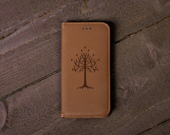 Lords of The Rings Tree Of Gondor iPhone 7 Case, leather Wallet Case, iPhone 7 Plus, 6s, 6 6 Plus, 5s, 5, SE, Fathers Gift for Him #4084