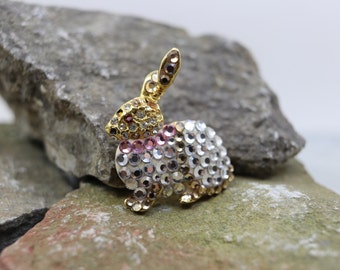 Retro Sparkling bunny brooch pin, Easter bunny brooch, Easter brooch, estate brooch, estate jewelry