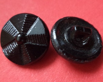 10 black GLASS BUTTONS 13 mm (6694) small buttons glass