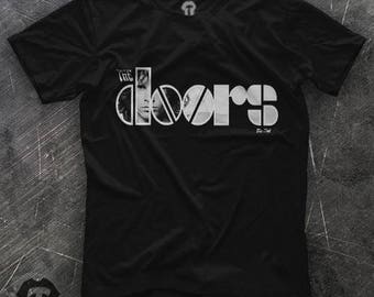 The Doors Logo and Jim Morrison Unisex White T Shirt Graphic Tee The Doors Men Shirt The Doors Girl Shirt Size S M L XL 2XL