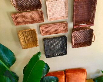 Vintage Linear Inspired Wall Basket Gallery / Wall Basket Collection - Set of Nine Various Shapes and Sizes - Vintage Bohemian Wall Decor