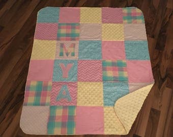 Personalized Baby Quilt Handmade | Minky Baby Blanket | Baby Gift