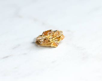 Raw Citrine Ring, November Birthstone, Raw Crystal Ring, Statement Ring, Raw Gold Ring, Petite Ring, RINGCRUSH Stacking Ring, CIT-G-R-S