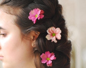 Bridal Hair Pins Blossom Hair Pins Wedding hair pins Flower hair pins Bridal flower hair clip Boho Wedding Gift for her Pink hair pins