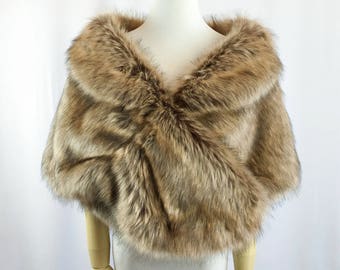 Champagne faux fur bridal wrap light brown fur Wedding Fur