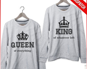 Queen and King Couple Sweatshirt Set - FAST DISPATCH! Matching Couple sweaters Set Matching King Queen Hoodie 2 partners look King And Queen