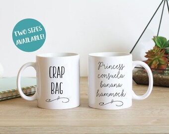 Crap Bag and Princess Consuela Banana Hammock Couples Mugs, Friends Mug, Couples Gift, Funny Boyfriend Gift, Funny Girlfriend Gift, Friends