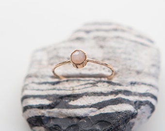 Peach Moonstone Ring | 14K Gold Filled | Stacking Ring | Birthstone | Minimalist Ring | Gift For Her