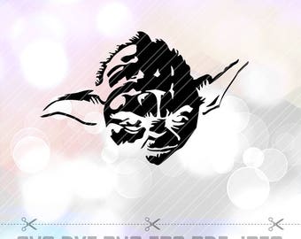 Star Wars Master Yoda SVG DXF Png Vector Cut File Cricut Design Silhouette Cameo ScanNcut etc Stencil Decal Vinyl Heat Transfer Iron Paper