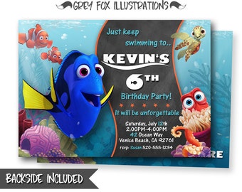 Finding Dory Invitation, Finding Dory Birthday Invitation, Finding Nemo Invitation, Finding Dory, Invites, Personalized, Printables