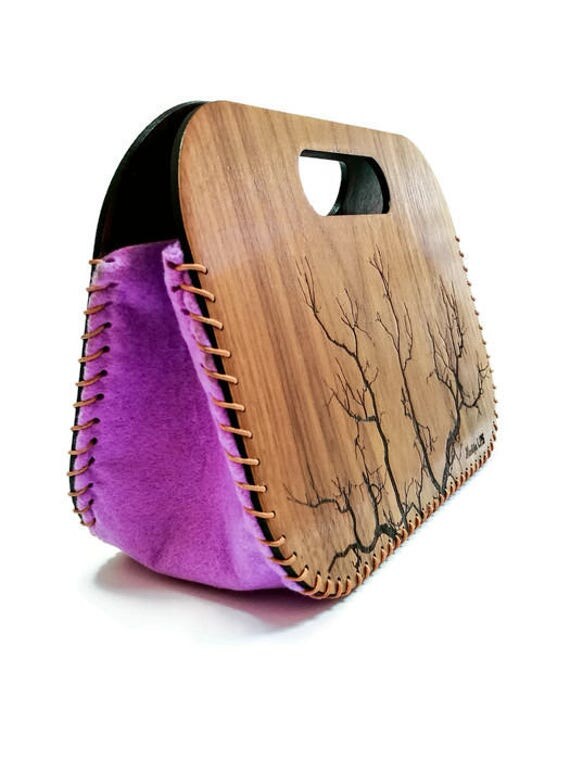 Wooden shoulder handbag purse bag clutch / personalized
