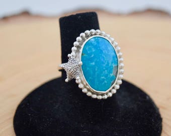 Compass Mine Turquoise Sterling Starfish Ring