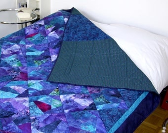Blue Queen Size Quilts, Queen Size Bed Quilt Top, Bed Topper Quilt, Queen Size Bedspread, Blue Quilt Top, Blue Bed Sheets, Queen Bedding