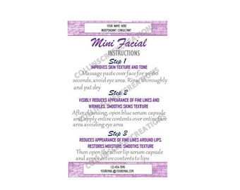 Rodan and Fields Mini Facial Card R+F Custom Download Printable RF Rodan+Fields BBL