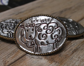 Women's Belt Buckle, Sheep, Hey Ewe, Hand Stamped, FFA Gifts