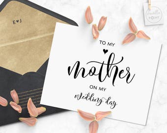 To My Mother On My Wedding Day Card, Gifts For Mom, Mother Of The Bride, Gift For Mom, Mother Of The Groom, Mom From Daughter Printable Card