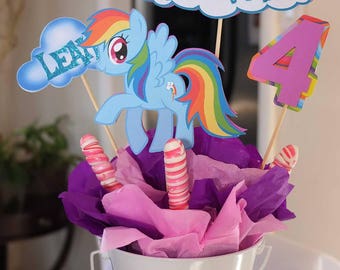 My Little Pony Rainbow Dash Birthday Decor Table Centerpiece - Sticks Only