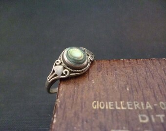 Vintage mother of pearl ring - 925 - sterling silver - UK K - US 5.25