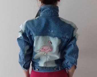 Ripped denim jacket Etsy