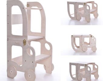Montessori Kitchen Helper Step Stool For Children Table And Chair Not Painted Montessori Kitchen Helper Step Stool For Children Table And Chair Not Painted