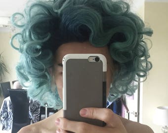 DRAG WIG Turquoise Blue/Green Ombre Drag Queen Styled Synthetic Lace Front Wig