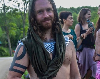 Mens Unisexy Infinity scarf, Cowl Hood, Rave Hood, Costume Hood, Performance Costume, Unisex
