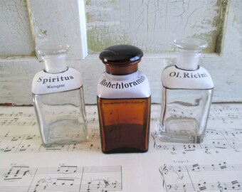 Set of Three Apothecary / Pharmacist Jars