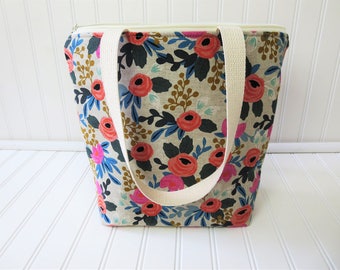 Insulated Lunch Tote - Lunch Bag - Deluxe Lunch Tote - Lunch Tote Bag - Large Lunch Tote - Gift for Her - Floral Lunch Tote
