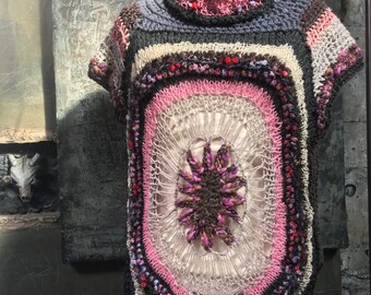 Crochet & Knit Fiber Art Sweater/cotton CC0104-F