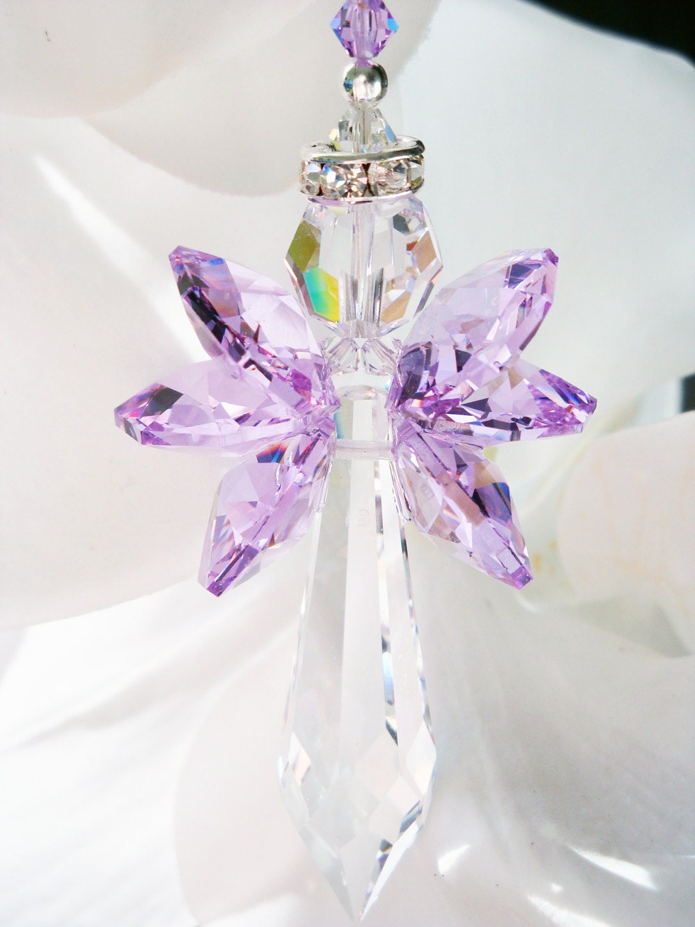 Crystal Suncatcher Swarovski Crystal Angel Sun Catcher Purple