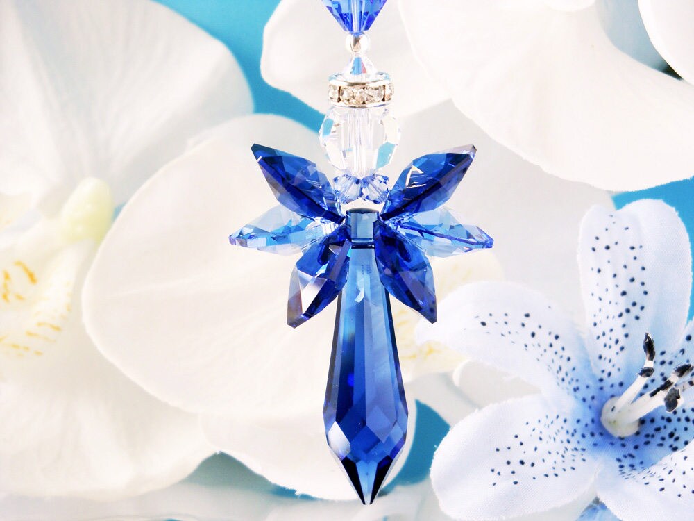 Guardian Angel Rear View Mirror Charm Swarovski Crystal Car