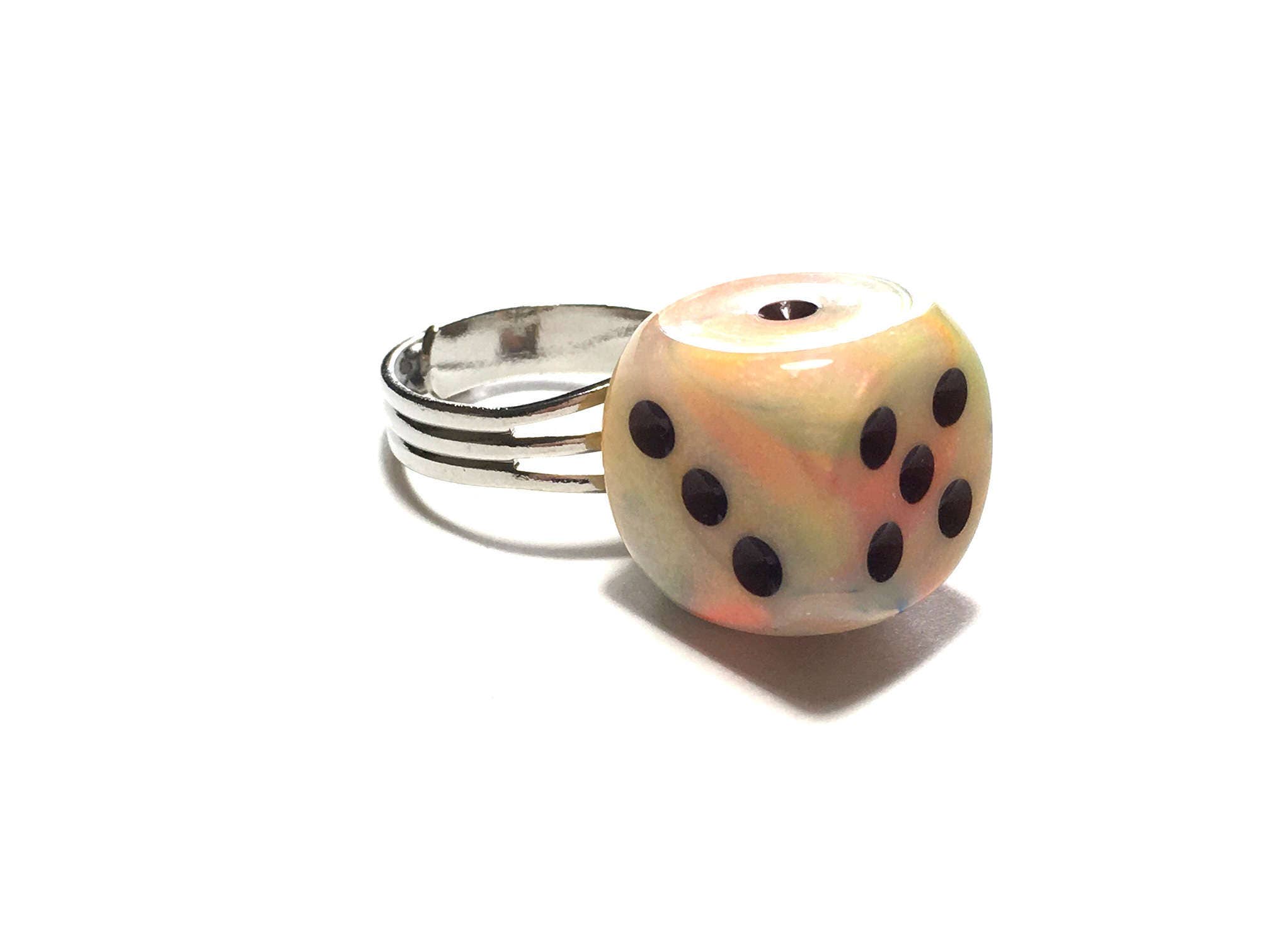 Bunco Ring Neon Swirl Dice Ring Neon Adjustable Ring