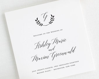 Wreath Monogram Wedding Programs - Deposit