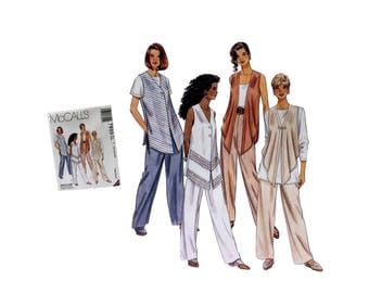 McCall's 7600 Sewing Pattern, Misses Draped Vest Pattern, Misses Top Pattern, Misses Pants Pattern, Ladies Clothing Pattern, Misses Fashion