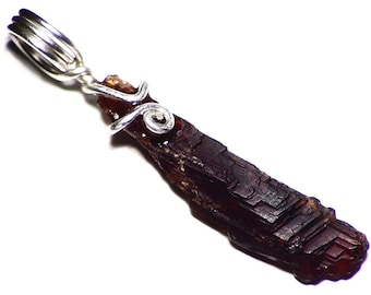 Geometric Garnet Rough Necklace, Etched Spessartite Garnet Crystal Pendant (6.25 ct) Raw Garnet in Sterling Silver, Pattern Crystal Jewelry