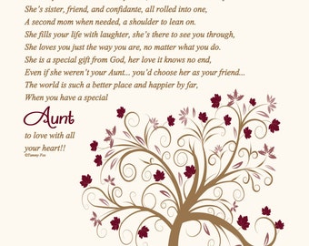 Christmas Gift for Aunt-Aunt Birthday Gift-Thank You Gift for Aunt-Aunt Poem-Aunt Wedding Print-Personalized Print-Throughout Your Life Poem