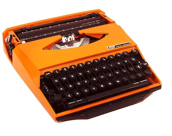 Orange Typewriter Smith Corona Karmann Ghia "Super G" Manual Typewriter Fully Restored Working Typewriter