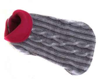 Dog coat, SM dog coat, reversible dog coat, pet jacket, fleece dog coat, back length 13,5 in. ( 34,5 cm )