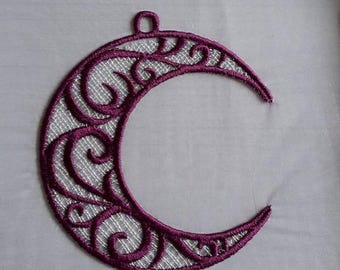 UK Crescent moon lace applique, lunar trimming, Pagan, card topper, jewellery