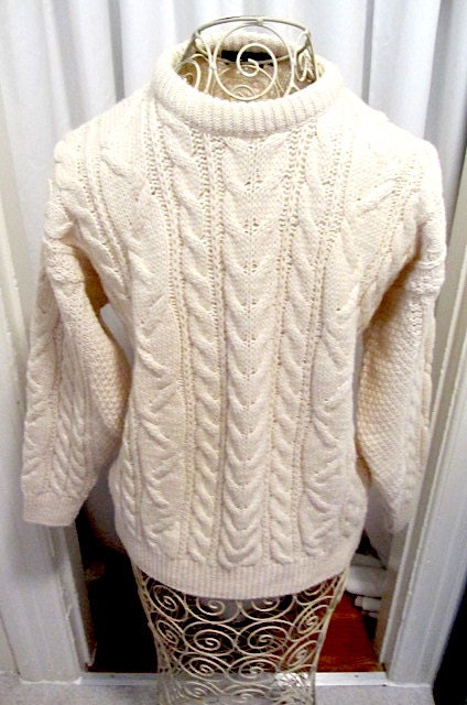 Vintage Irish sweater unisex Sweater aran wool by lovesknitting
