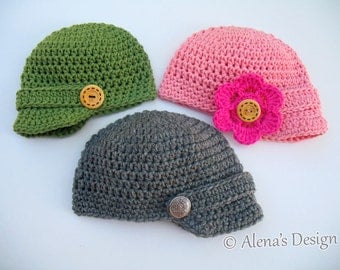 Crochet Pattern 082 - Crochet Hat Pattern - Hat Crochet Pattern for Baby Visor Beanie Hat 0-3, 3-6, 6-24 months - Baby Boy Baby Girl Toddler