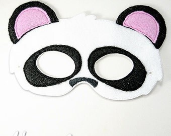 Panda Bear Mask Embroidery Design, panda mask, machine embroidery, ITH mask, in the hoop mask, embroider mask, 5x7, 6x10, halloween costume