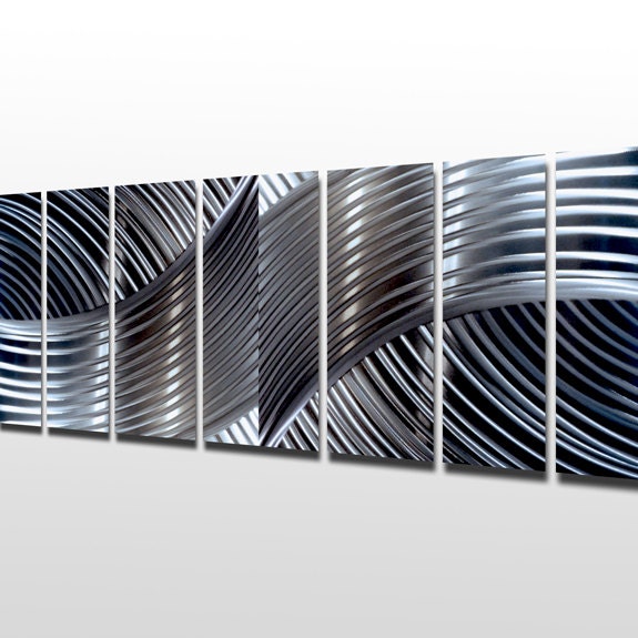 Silver Wall Art Panels Large Metal Wall Art Sculpture by DV8Studio